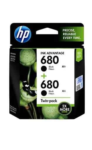 HP 680 Combo Black Colour Printer Cartridge Twin-Pack - Printers